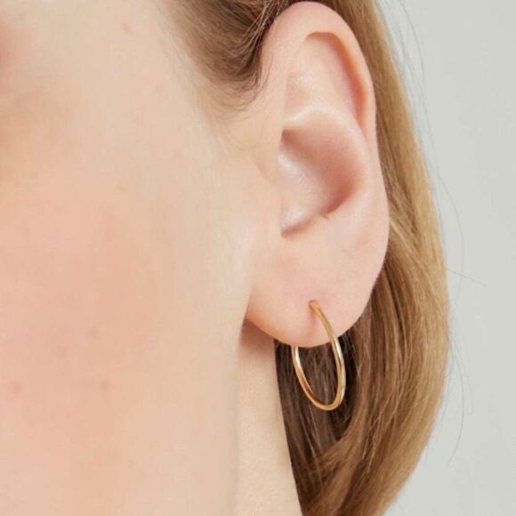 14k Real Gold hoop earrings | hoop earrings | 1.5 mm thickness | Real Gold | - Picture 7 of 9